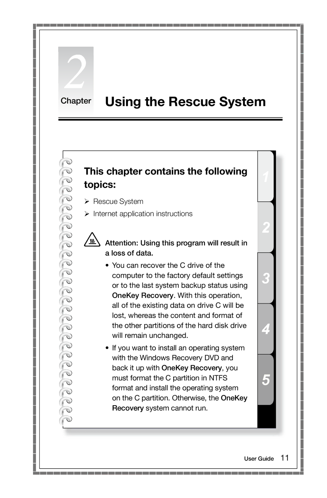 Lenovo C2 manual Chapter Using the Rescue System 