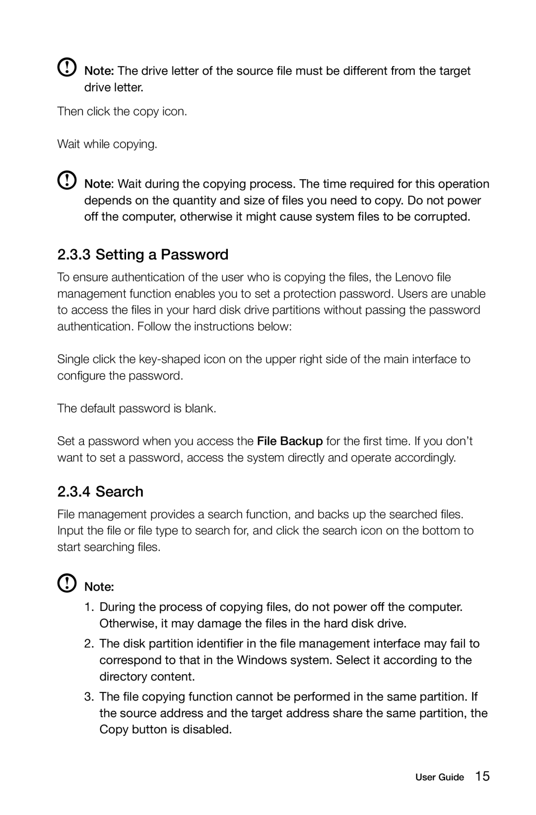 Lenovo C2 manual Setting a Password, Search 