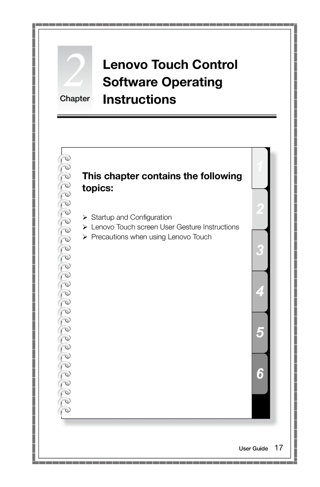 Lenovo C315, C310 manual Lenovo Touch Control Software Operating Chapter Instructions 