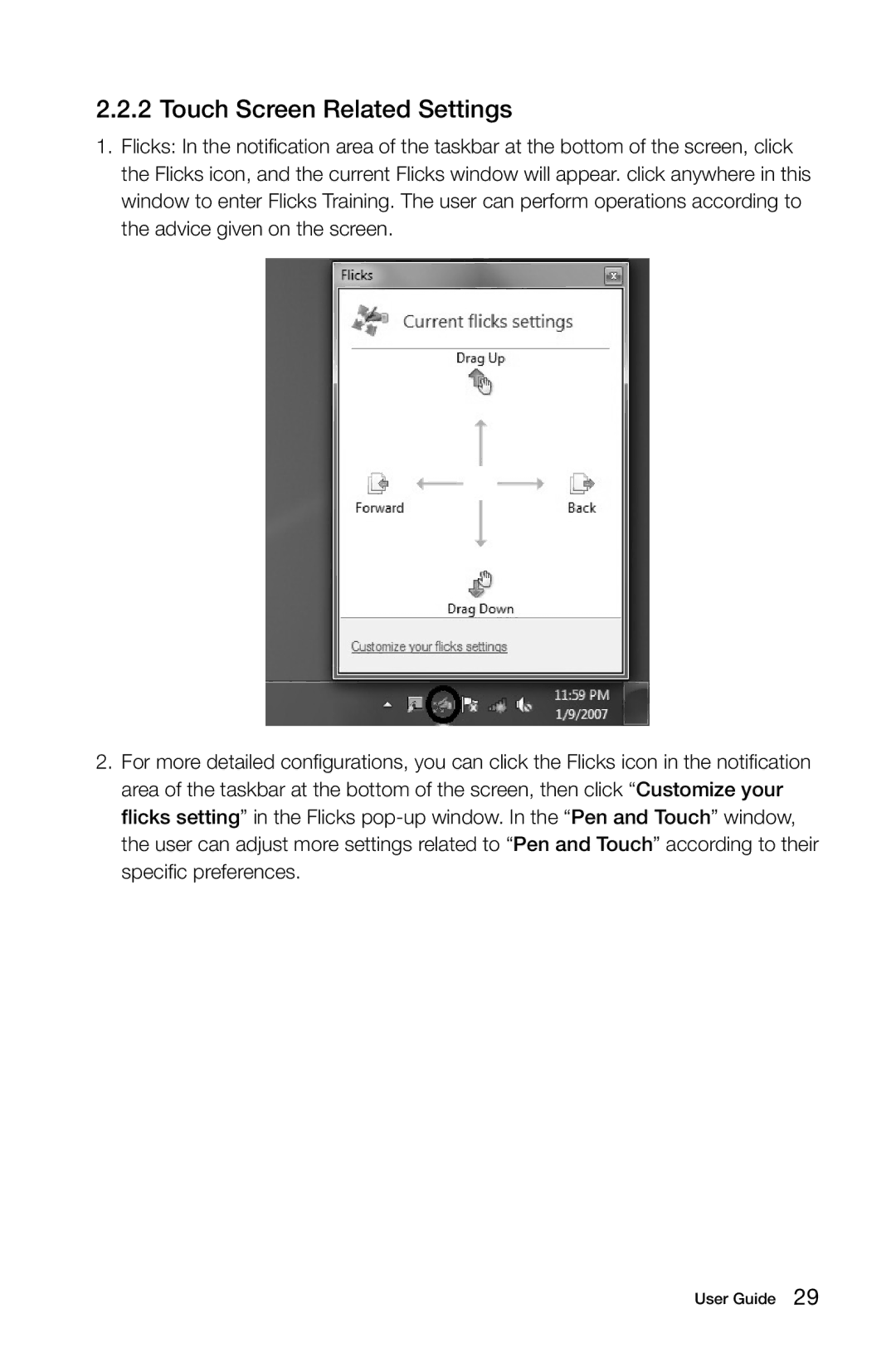 Lenovo C315, C310 manual Touch Screen Related Settings 