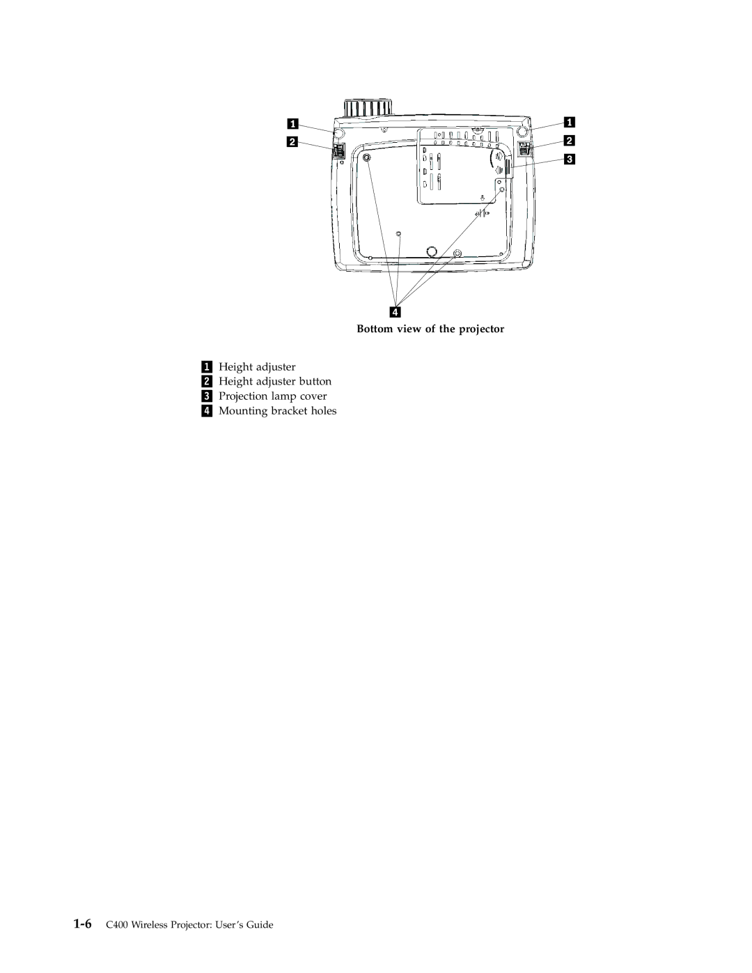 Lenovo C400 manual Bottom view of the projector 