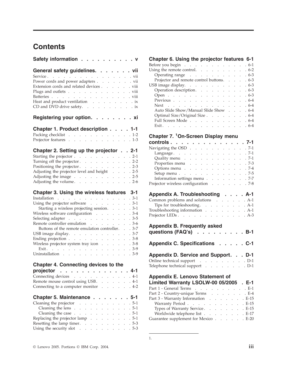 Lenovo C400 manual On-Screen Display menu 