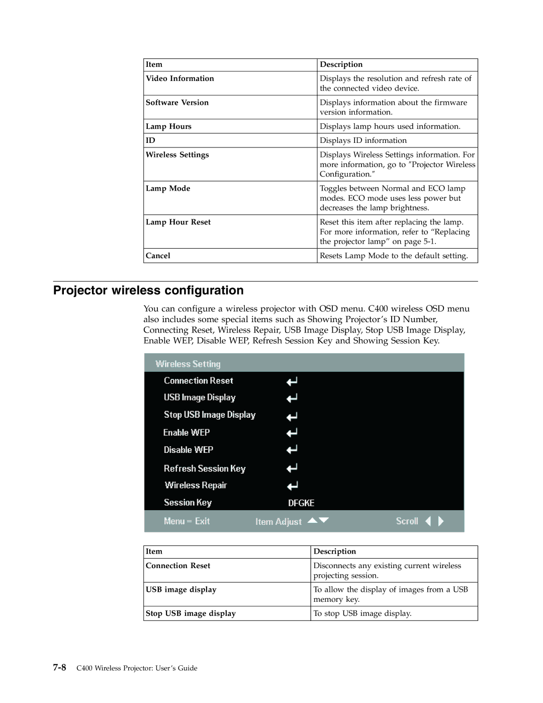 Lenovo C400 manual Projector wireless configuration 