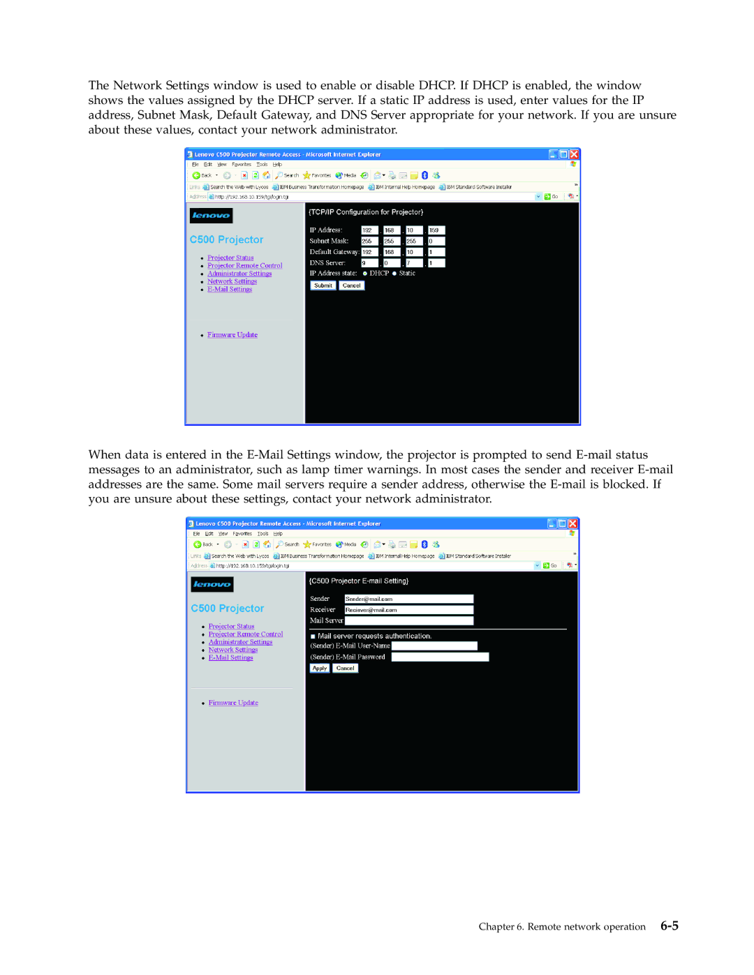 Lenovo C500 manual Remote network operation 