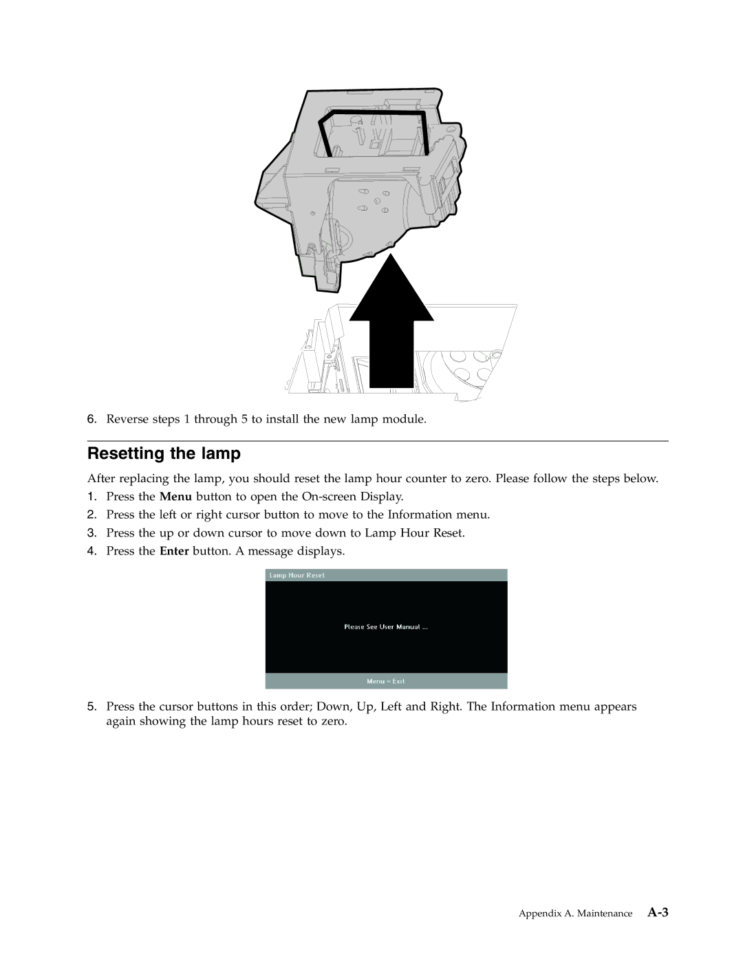 Lenovo C500 manual Resetting the lamp 