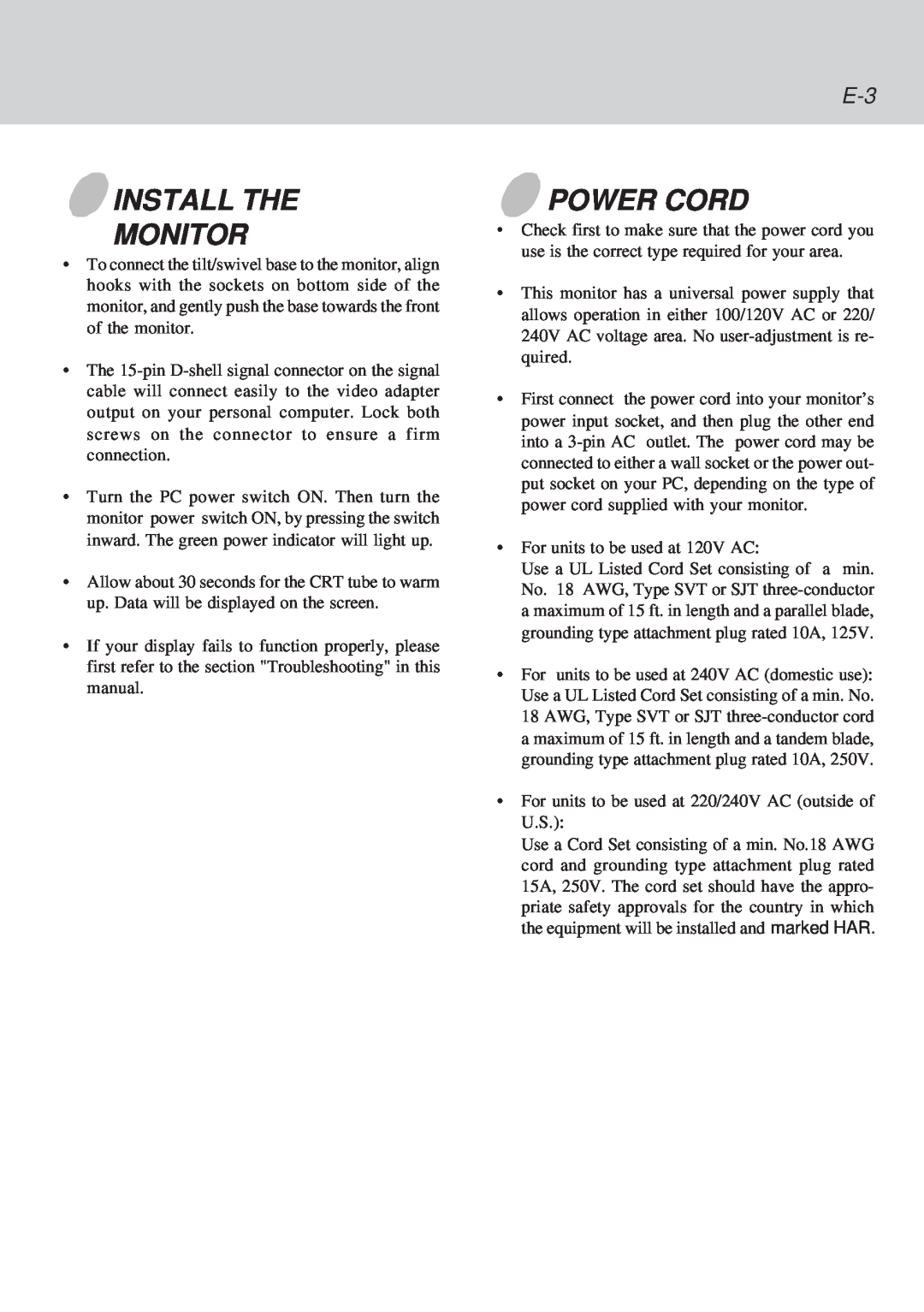 Lenovo C72 manual Install The Monitor, Power Cord 