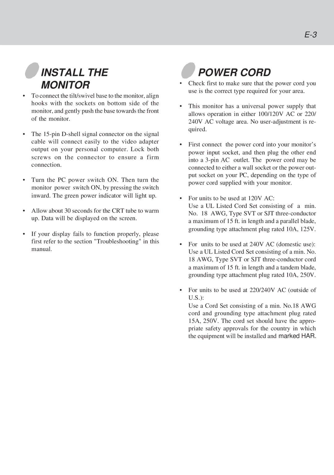 Lenovo C72 manual Install Monitor, Power Cord 