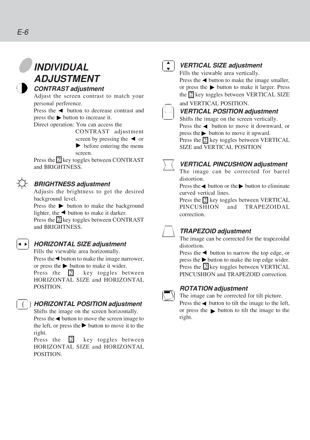 Lenovo C72 manual Individual Adjustment 