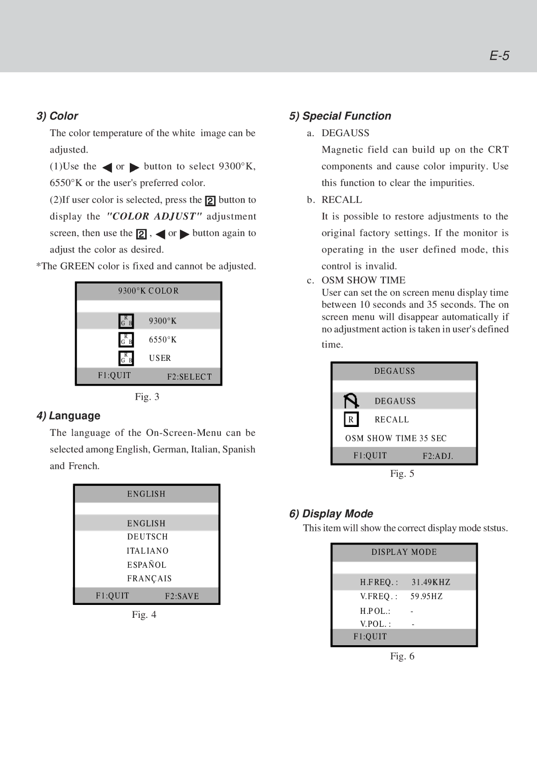 Lenovo C92 manual Color, Special Function, Display Mode 