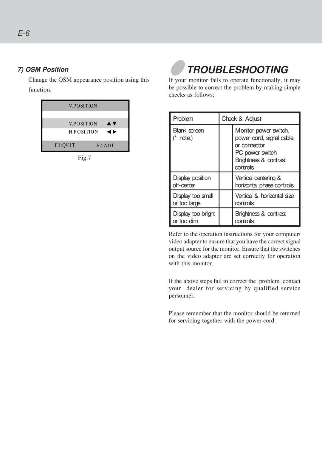 Lenovo C92 manual Troubleshooting, OSM Position 