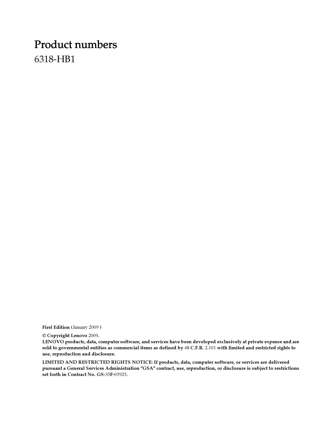 Lenovo D185 manual Product numbers 