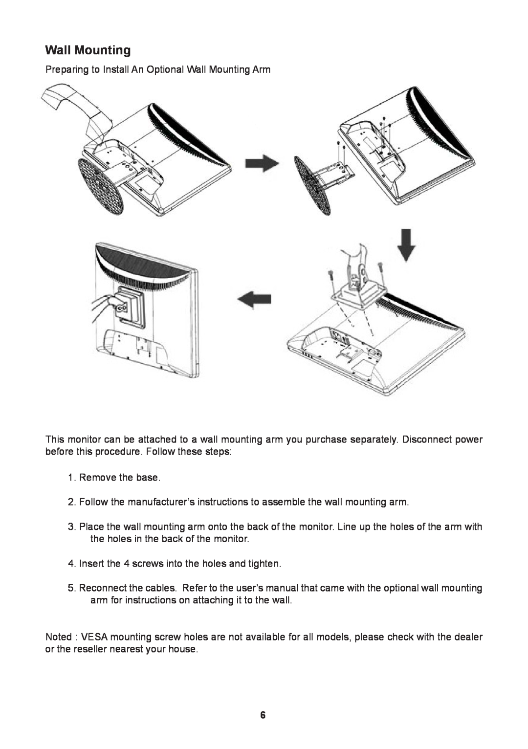 Lenovo D1960 manual Wall Mounting 