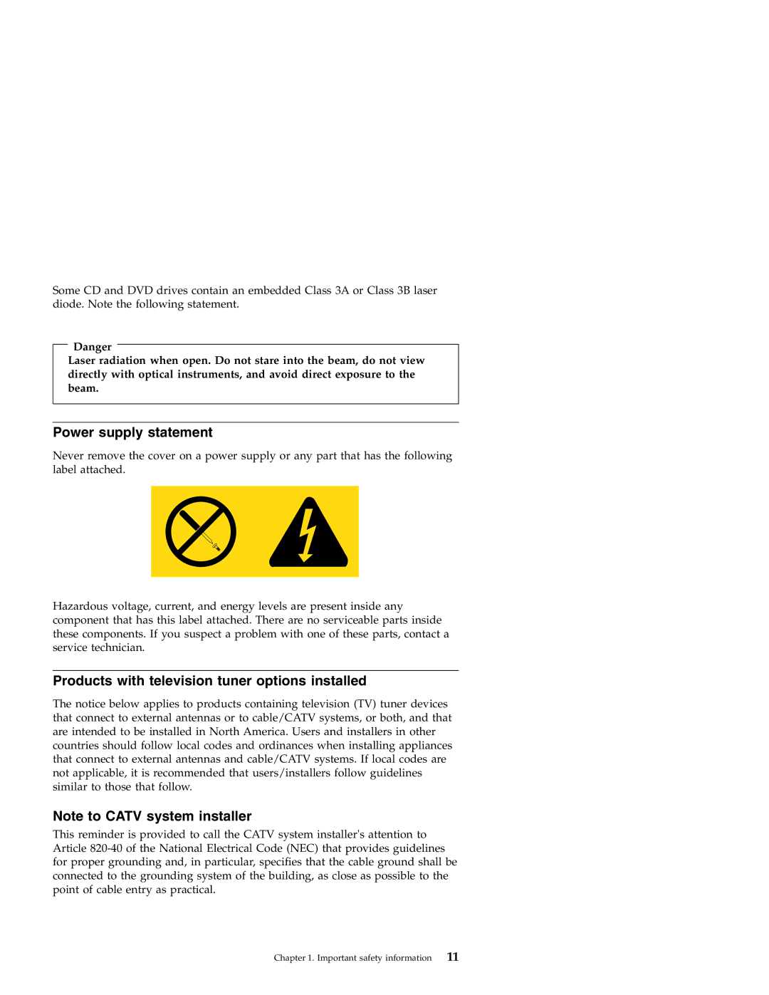 Lenovo Desktop PC warranty Power supply statement, Products with television tuner options installed 