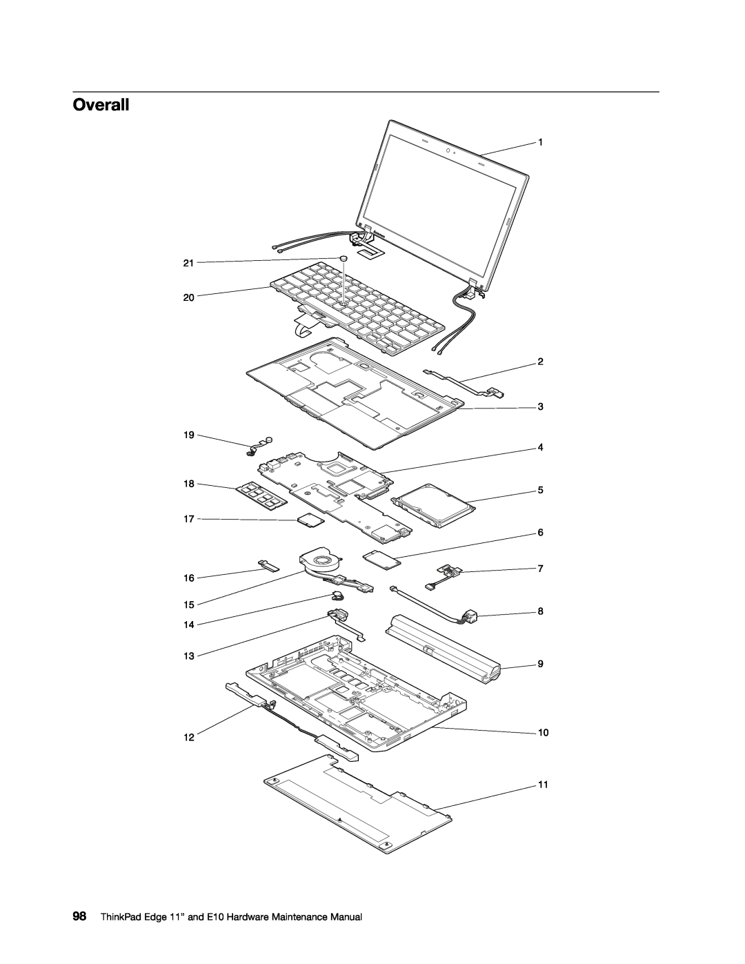 Lenovo manual Overall, ThinkPad Edge 11” and E10 Hardware Maintenance Manual 