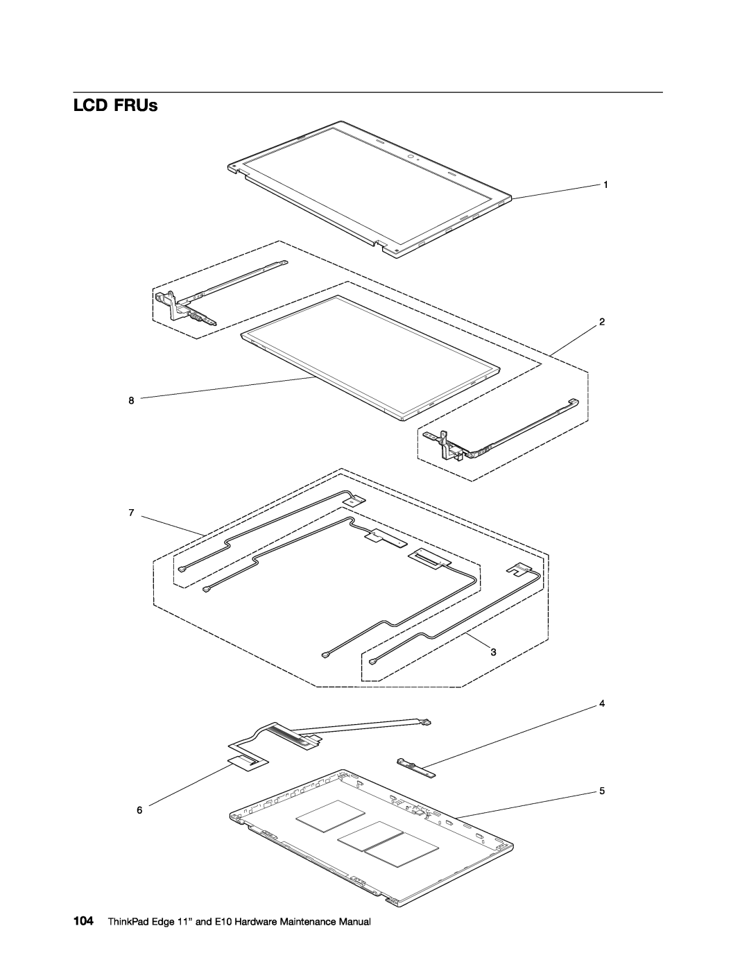 Lenovo manual LCD FRUs, ThinkPad Edge 11” and E10 Hardware Maintenance Manual 