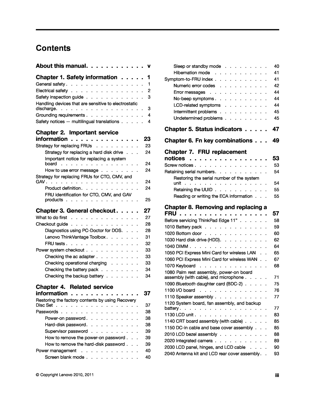 Lenovo E10 manual Contents 