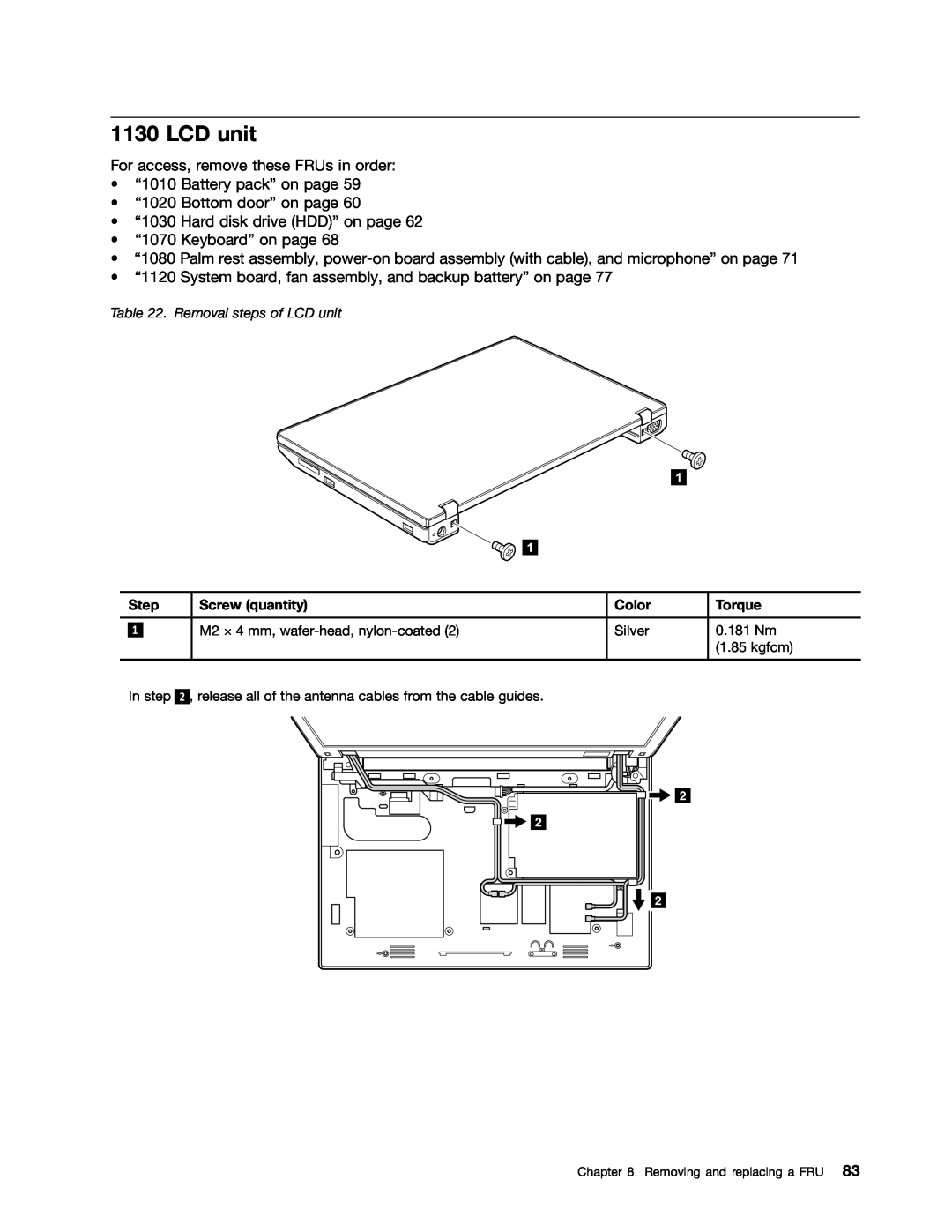 Lenovo E10 manual Removal steps of LCD unit 