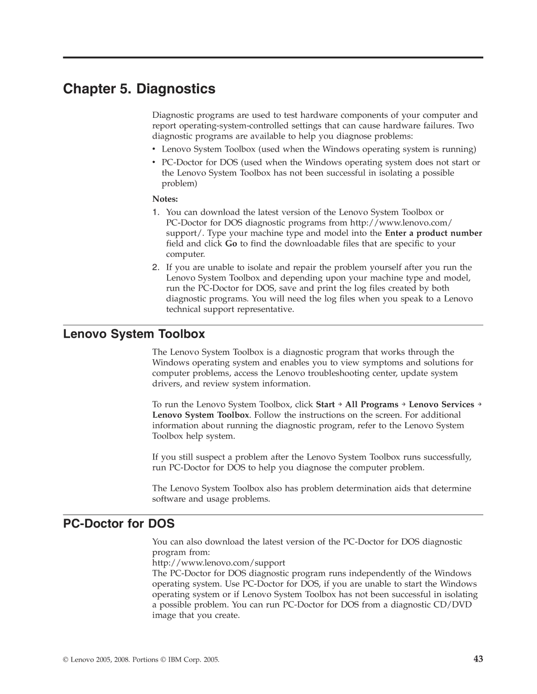 Lenovo E200 manual Diagnostics, Lenovo System Toolbox, PC-Doctor for DOS 