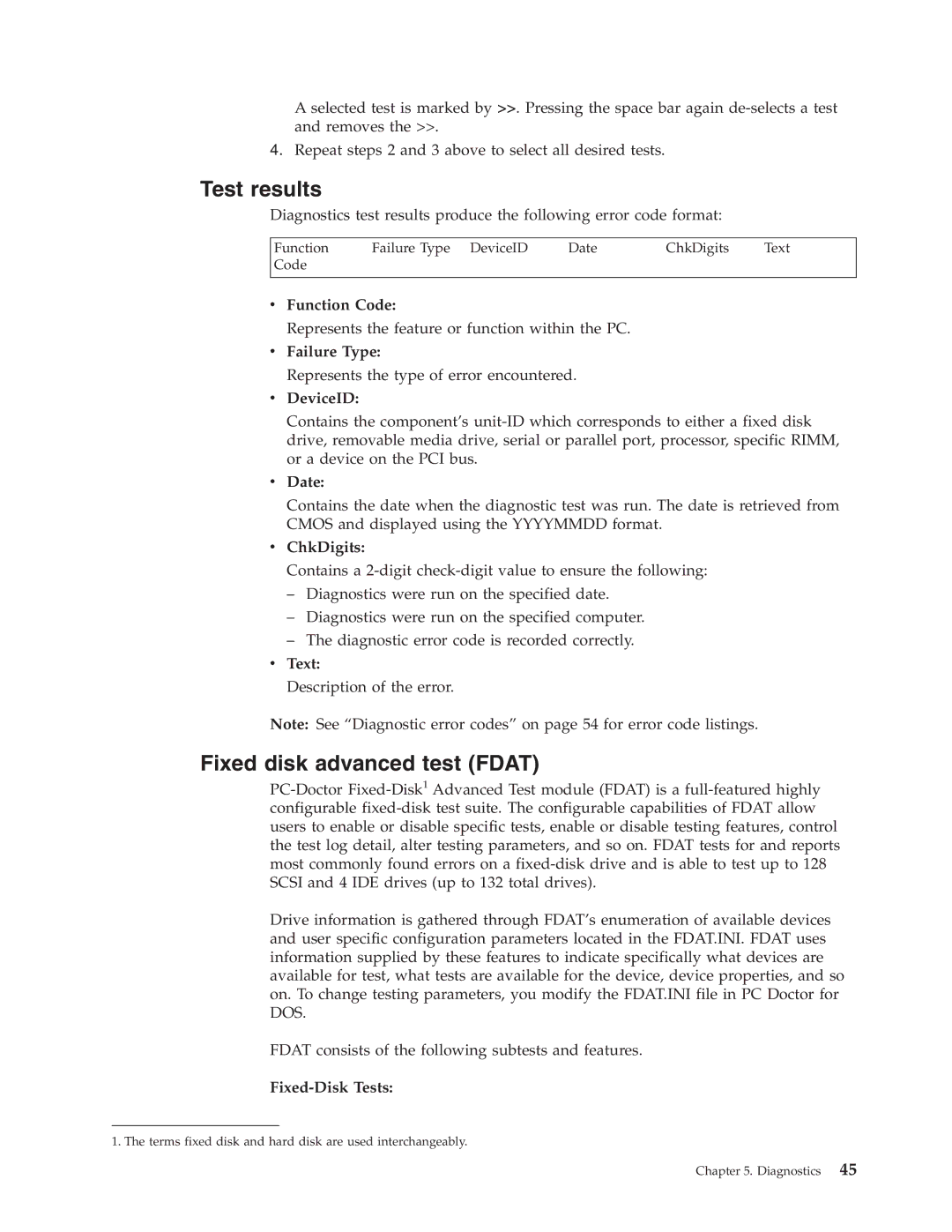 Lenovo E200 manual Test results, Fixed disk advanced test Fdat 