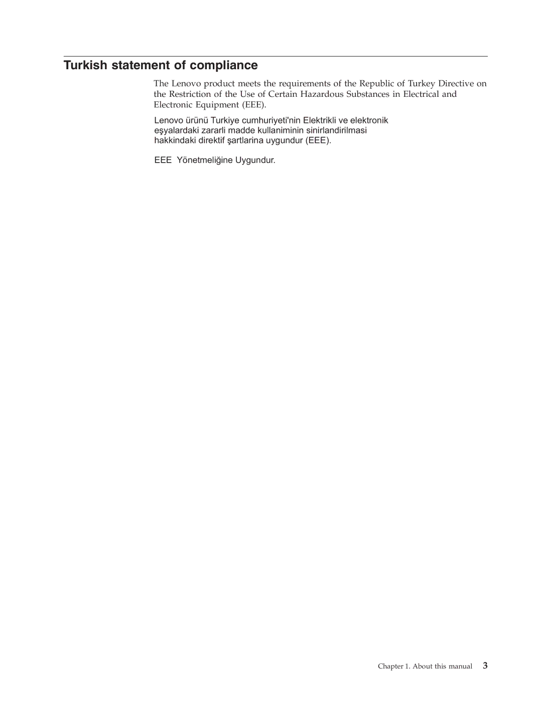 Lenovo E200 manual Turkish statement of compliance 