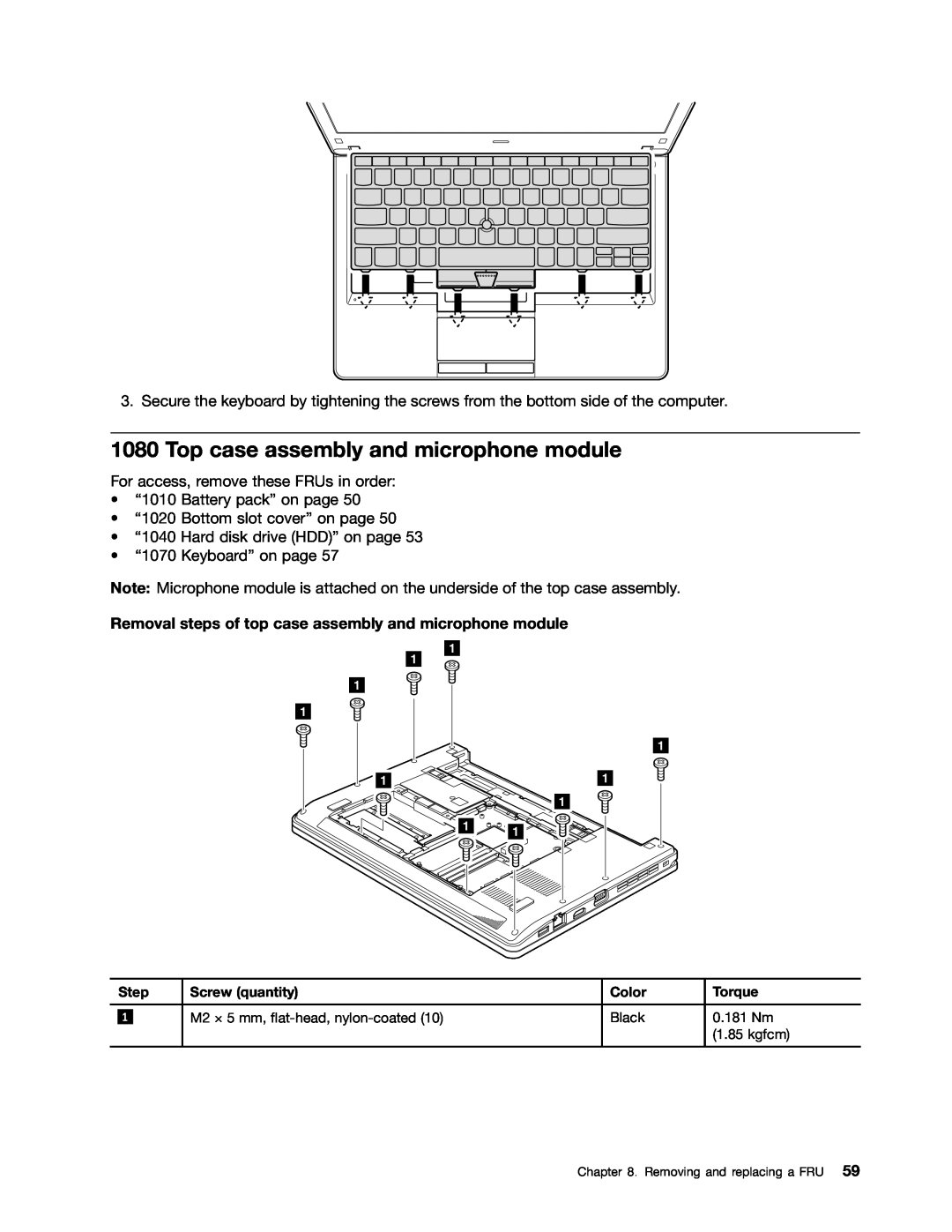 Lenovo EDGE 13, E31, E30 Top case assembly and microphone module, Removal steps of top case assembly and microphone module 