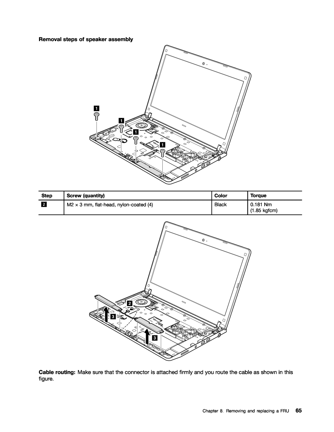 Lenovo EDGE 13, E31, E30 manual Removal steps of speaker assembly 