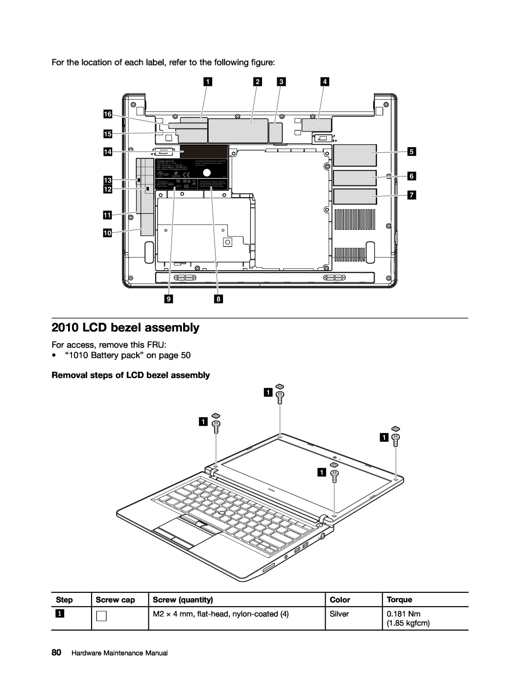 Lenovo EDGE 13, E31, E30 manual Removal steps of LCD bezel assembly 