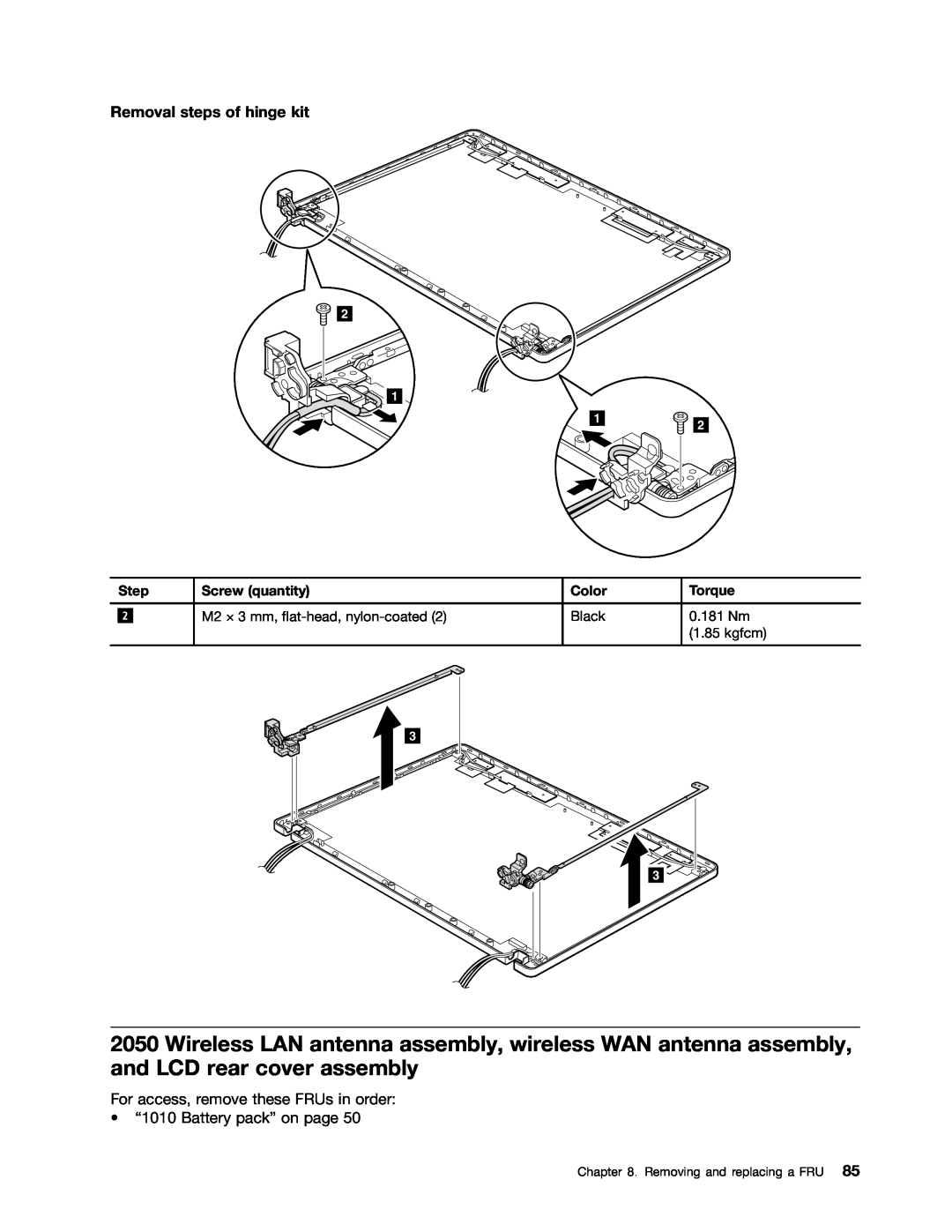Lenovo E30, E31, EDGE 13 manual Removal steps of hinge kit 
