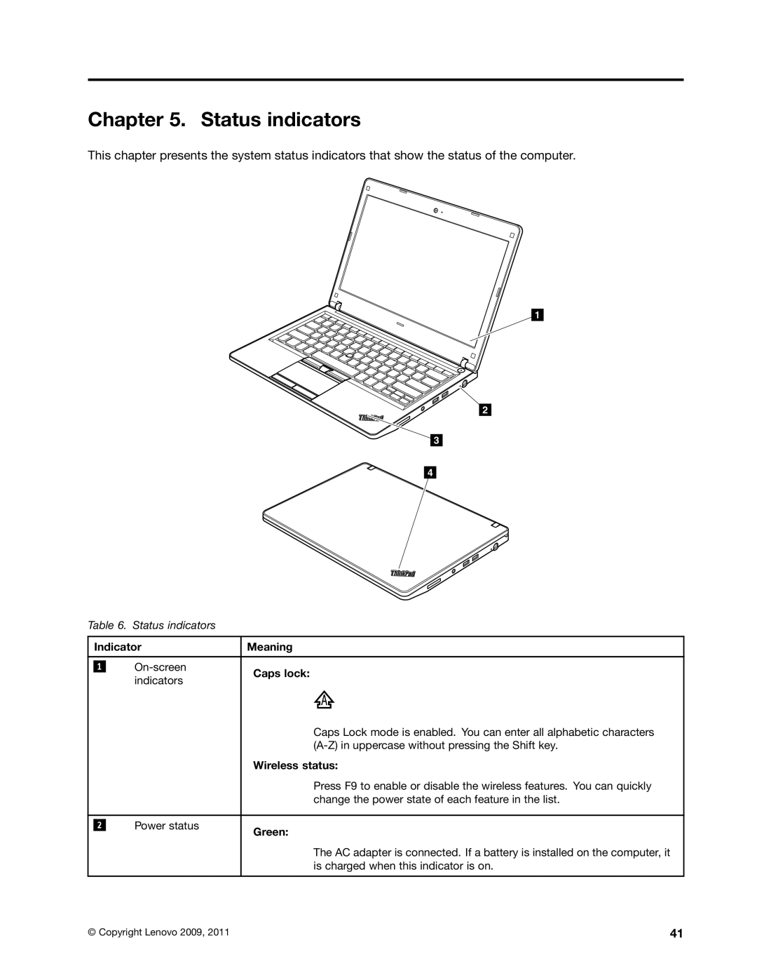 Lenovo EDGE 13, E31, E30 manual Status indicators, Wireless status 