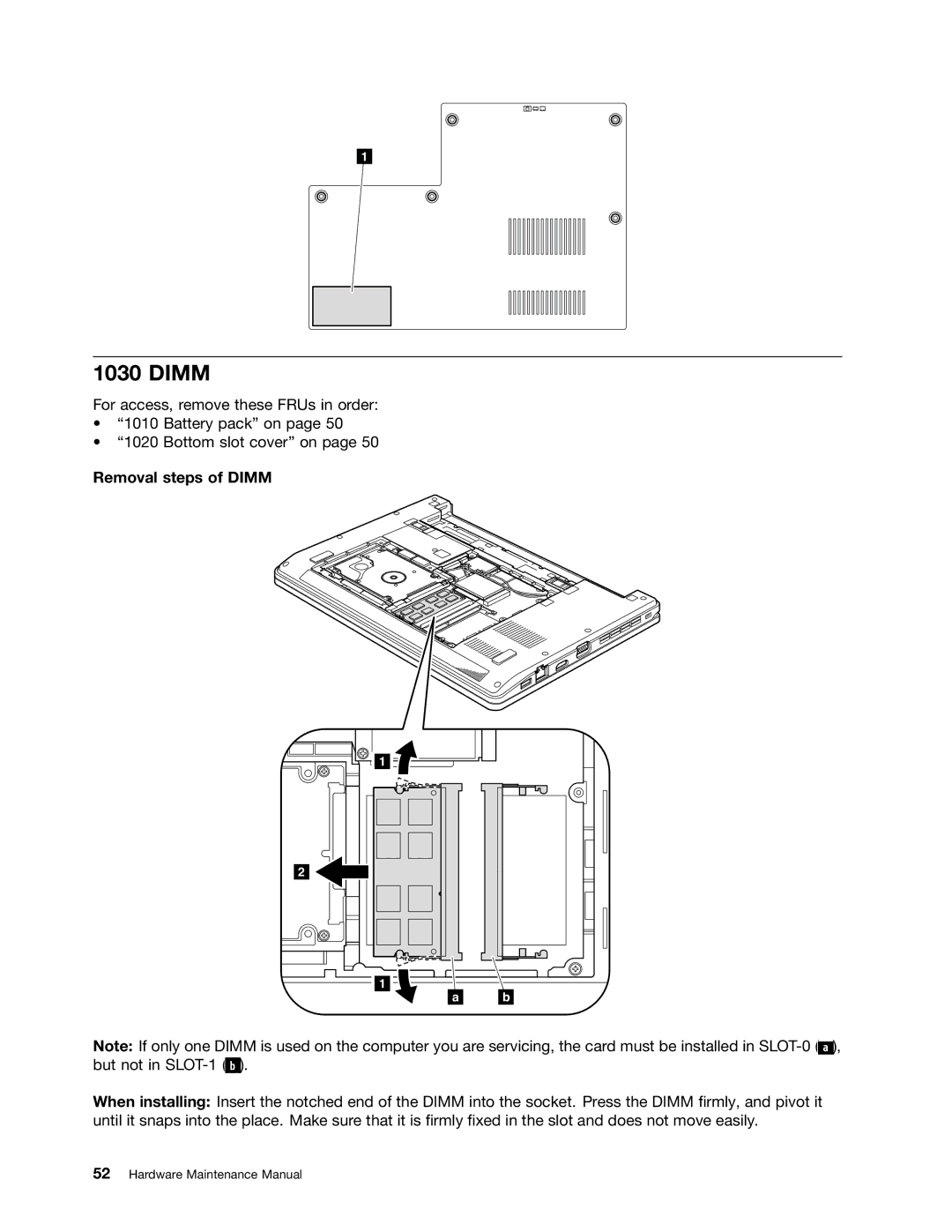 Lenovo E30, E31, EDGE 13 manual Removal steps of Dimm 