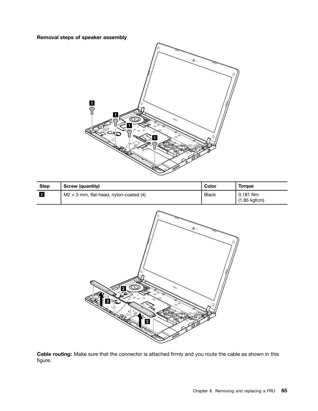 Lenovo EDGE 13, E31, E30 manual Removal steps of speaker assembly 