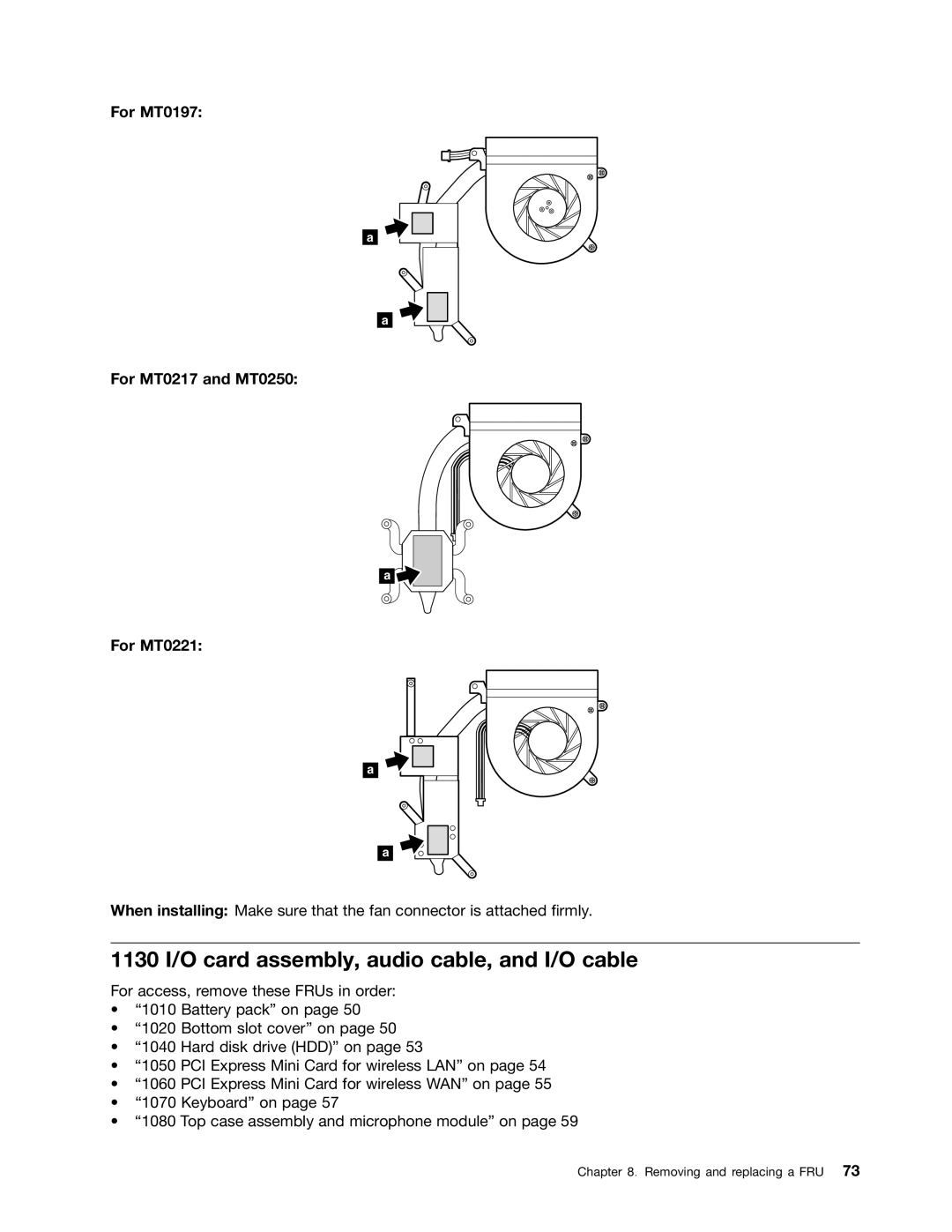 Lenovo E30, E31, EDGE 13 1130 I/O card assembly, audio cable, and I/O cable, For MT0197 For MT0217 and MT0250 For MT0221 