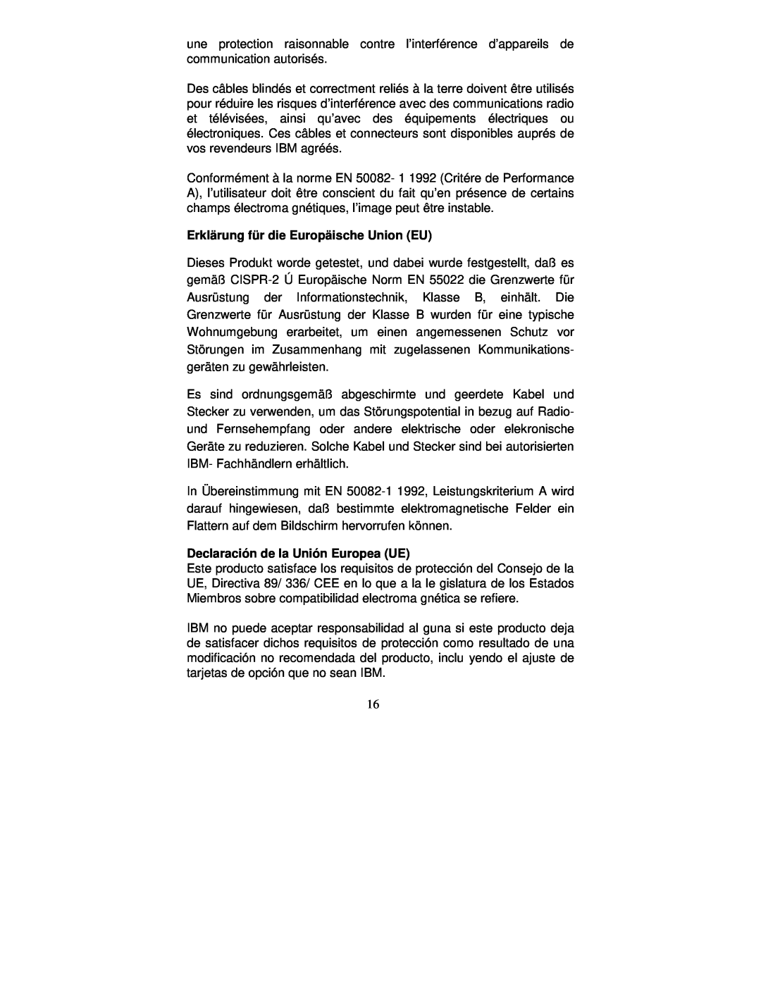Lenovo 22P4585, E40, 2248-0CN, 2248-0CE manual Erklärung für die Europäische Union EU, Declaración de la Unión Europea UE 