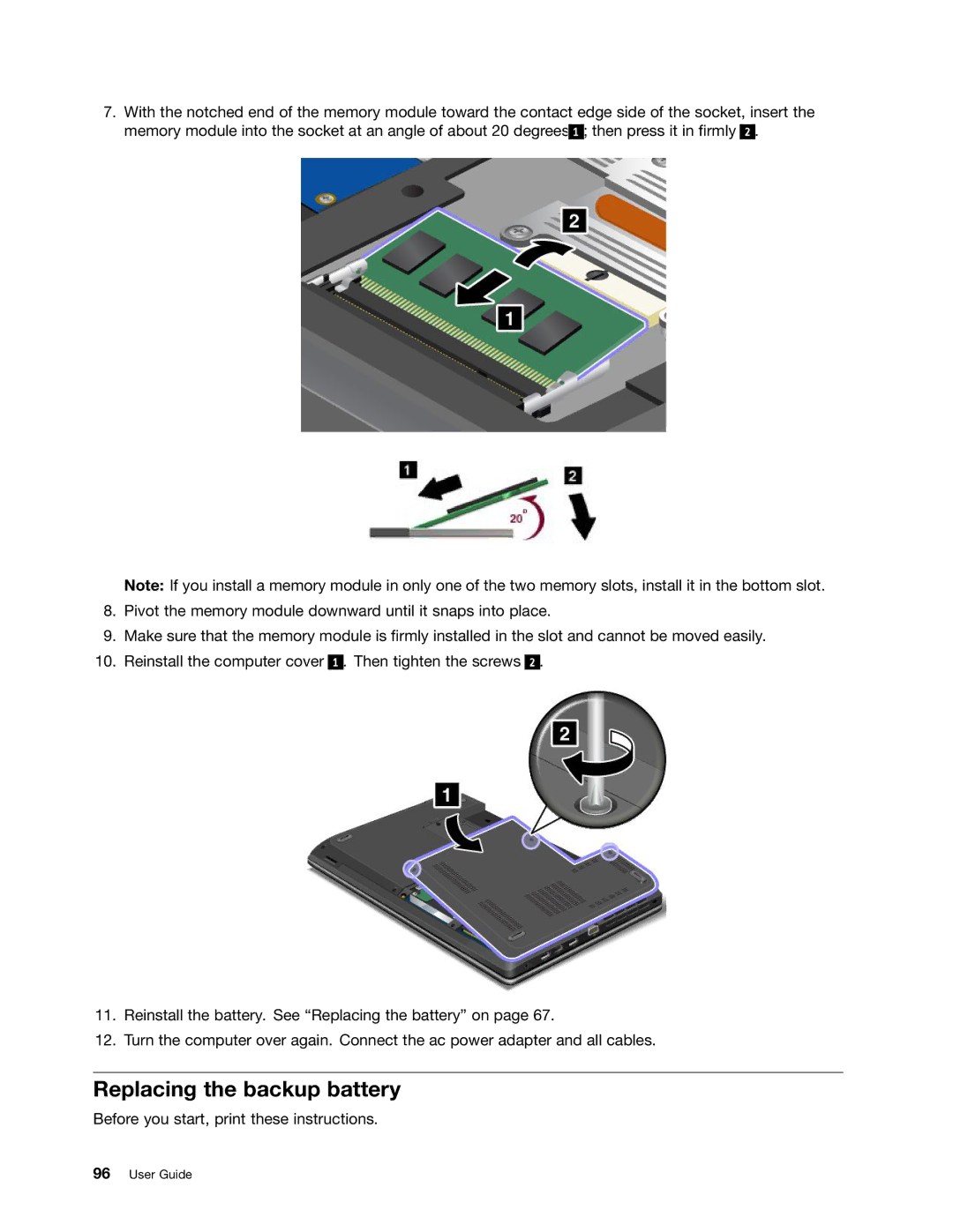 Lenovo E431, E531 manual Replacing the backup battery 