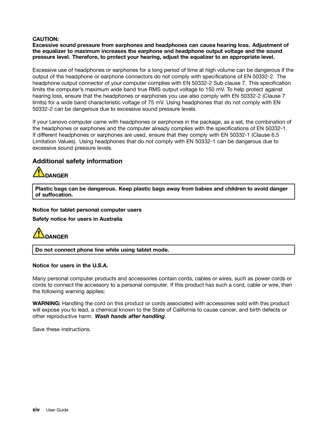 Lenovo E431, E531 manual Additional safety information 