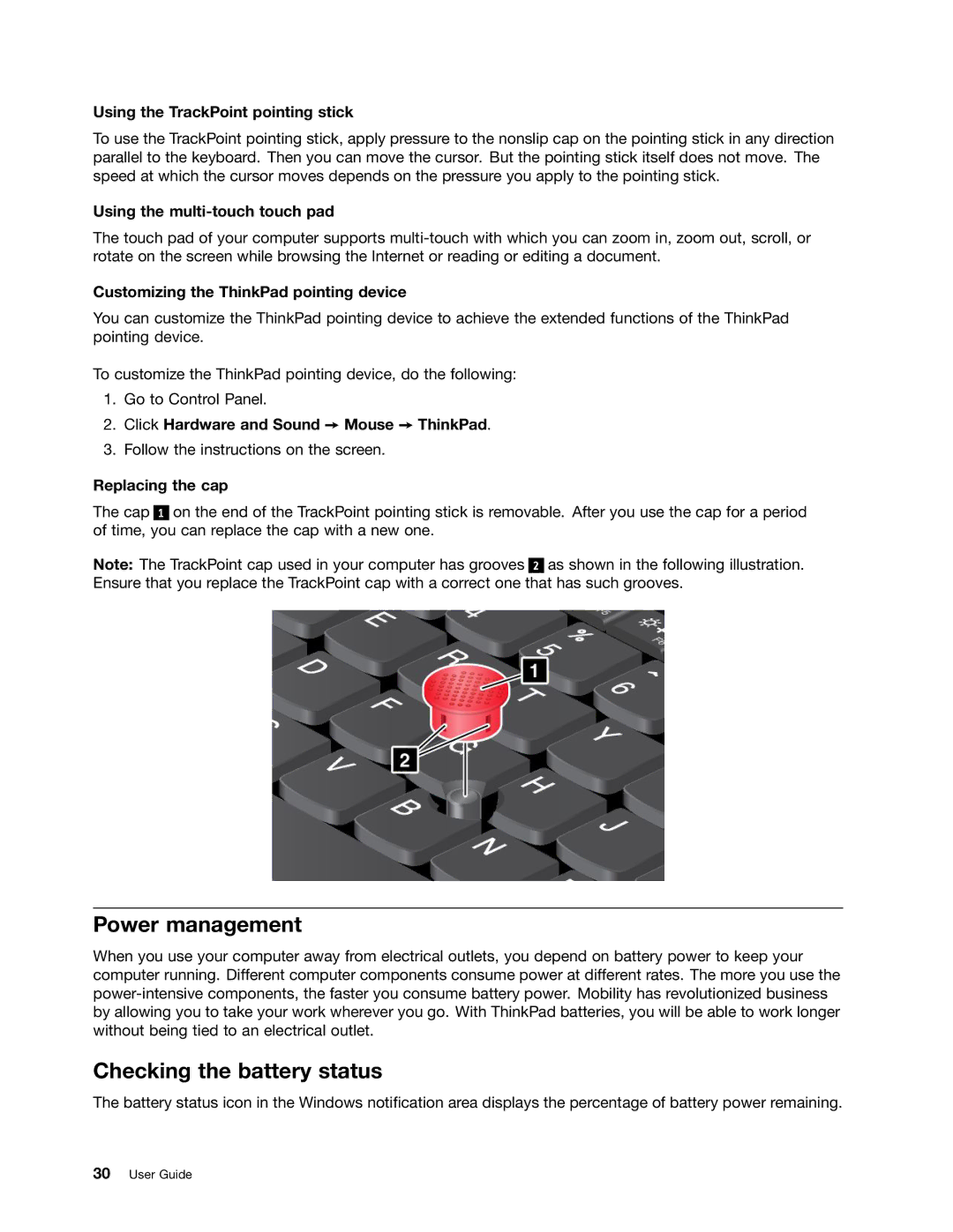 Lenovo E431, E531 manual Power management, Checking the battery status 