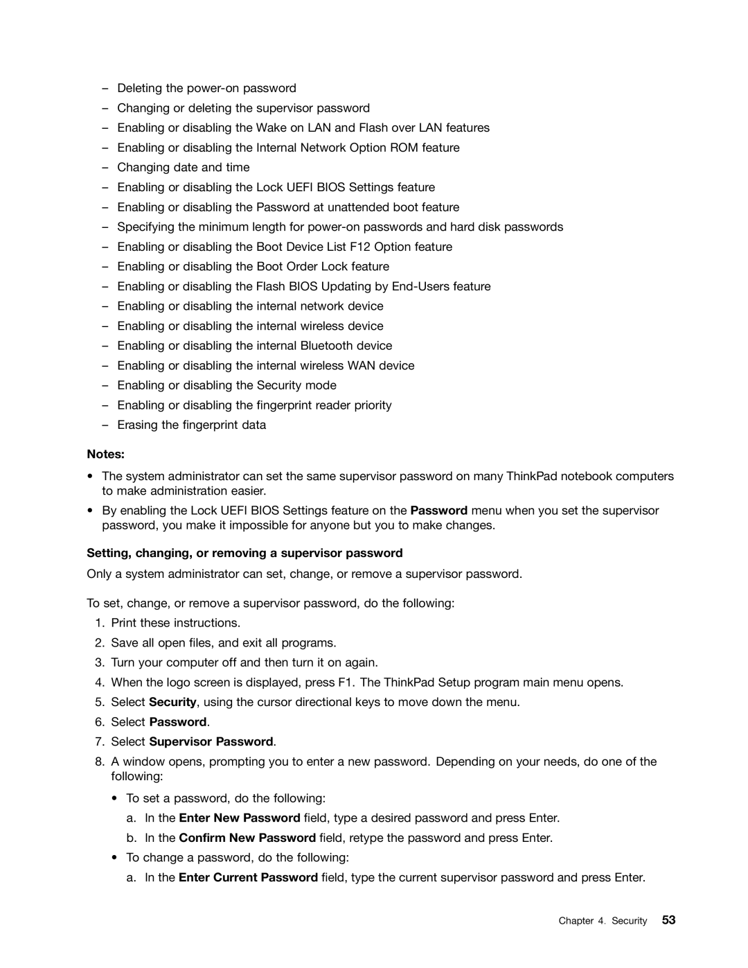 Lenovo E531, E431 manual Setting, changing, or removing a supervisor password, Select Supervisor Password 