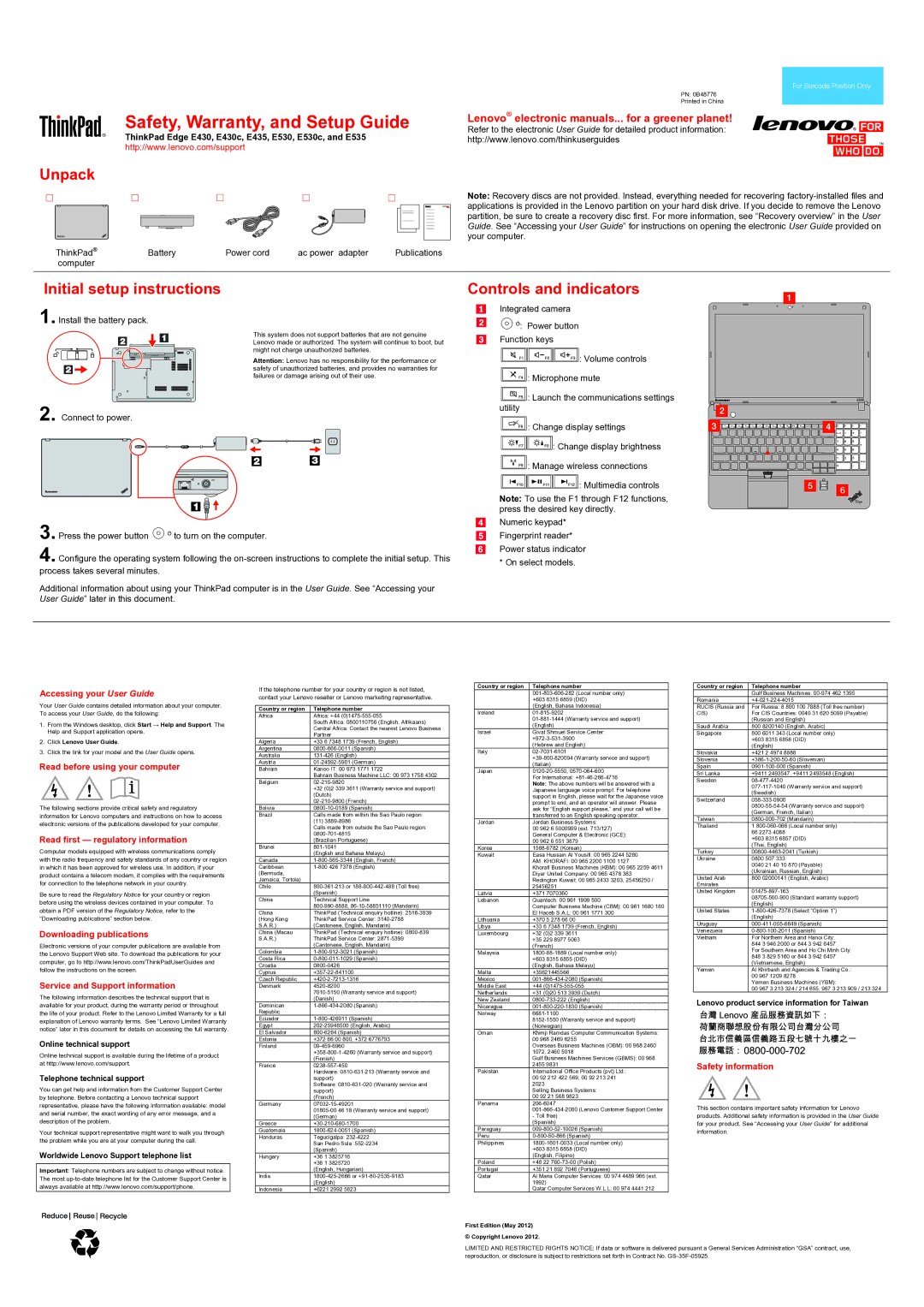 Lenovo E430, E435 warranty Accessing your User Guide, Read before using your computer, Read first regulatory information 