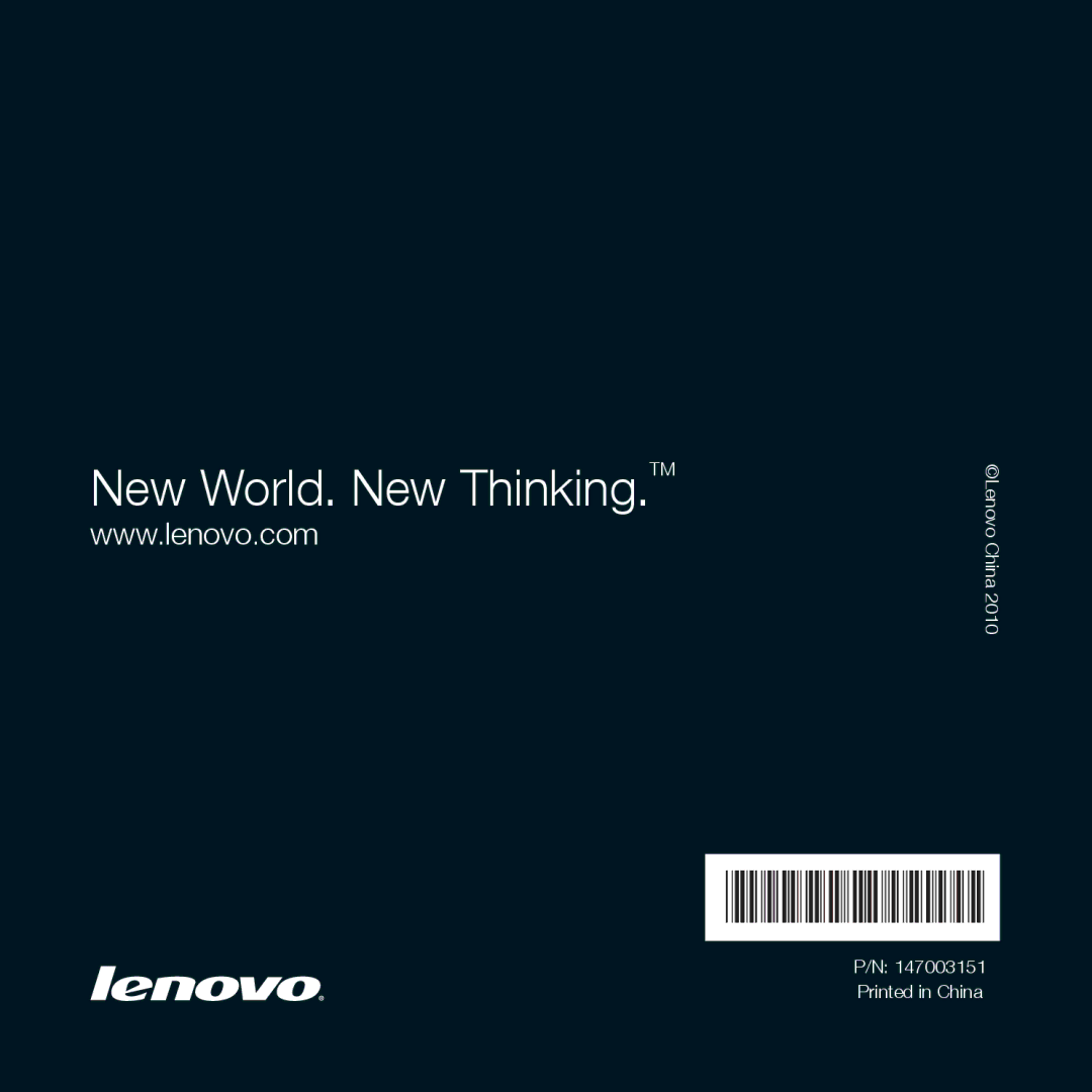 Lenovo E46 manual New World. New Thinking.TM 