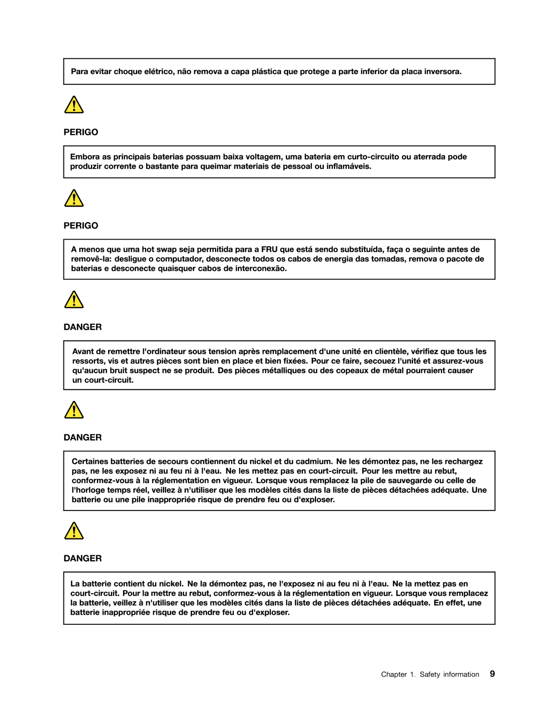 Lenovo E49 manual Perigo 