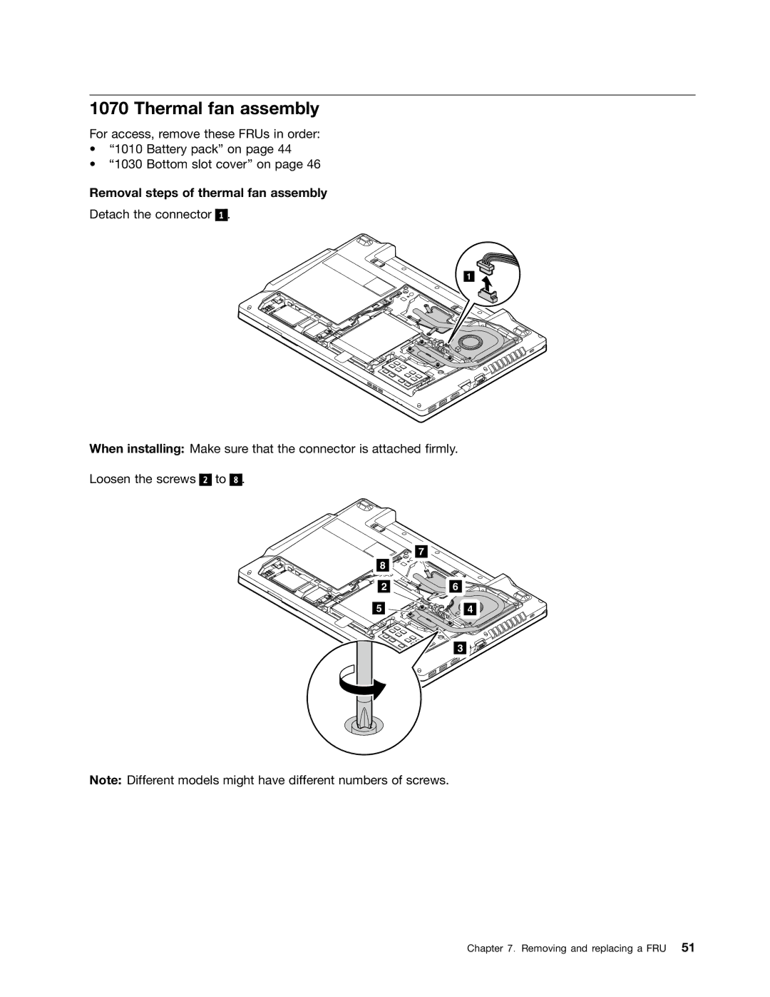 Lenovo E49 manual Thermal fan assembly, Removal steps of thermal fan assembly 