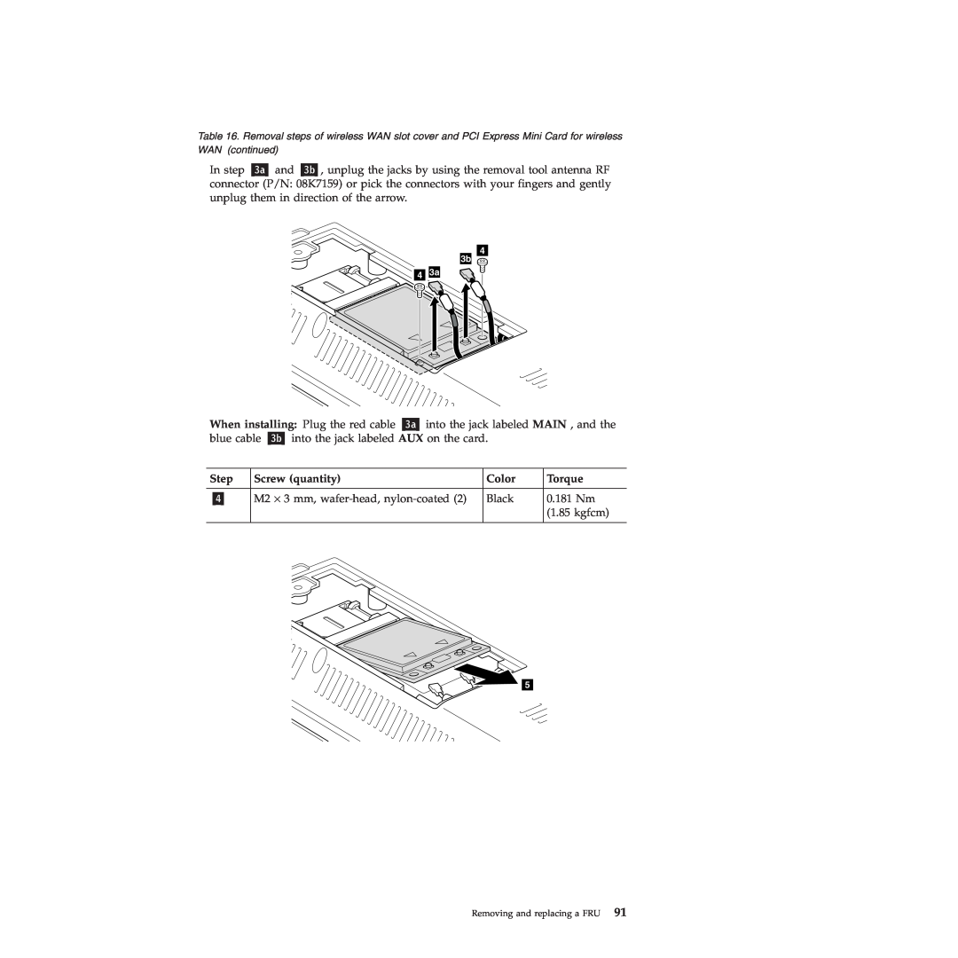 Lenovo E40, E50 manual Step, Screw quantity, Color, Torque, 3b 4 3a 