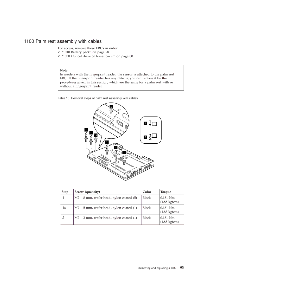 Lenovo E40, E50 manual Palm rest assembly with cables 