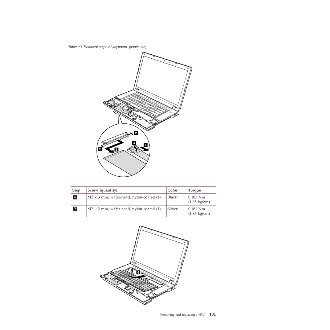 Lenovo E40, E50 manual Step Screw quantity Color Torque 