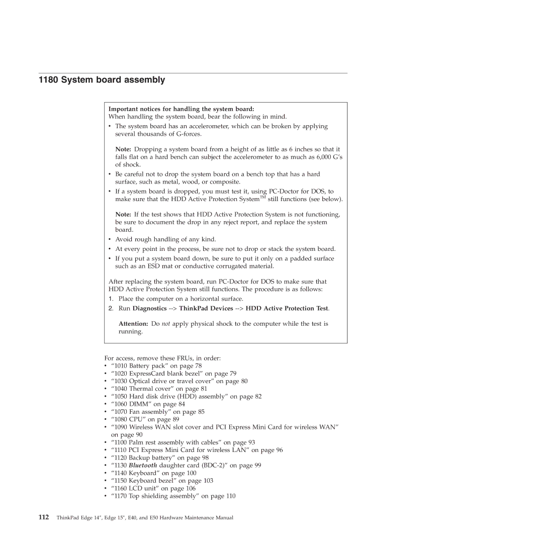 Lenovo E50, E40 manual System board assembly, Important notices for handling the system board 