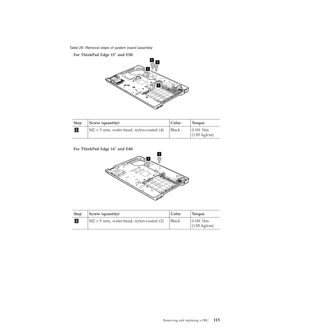 Lenovo E40, E50 manual Removal steps of system board assembly 