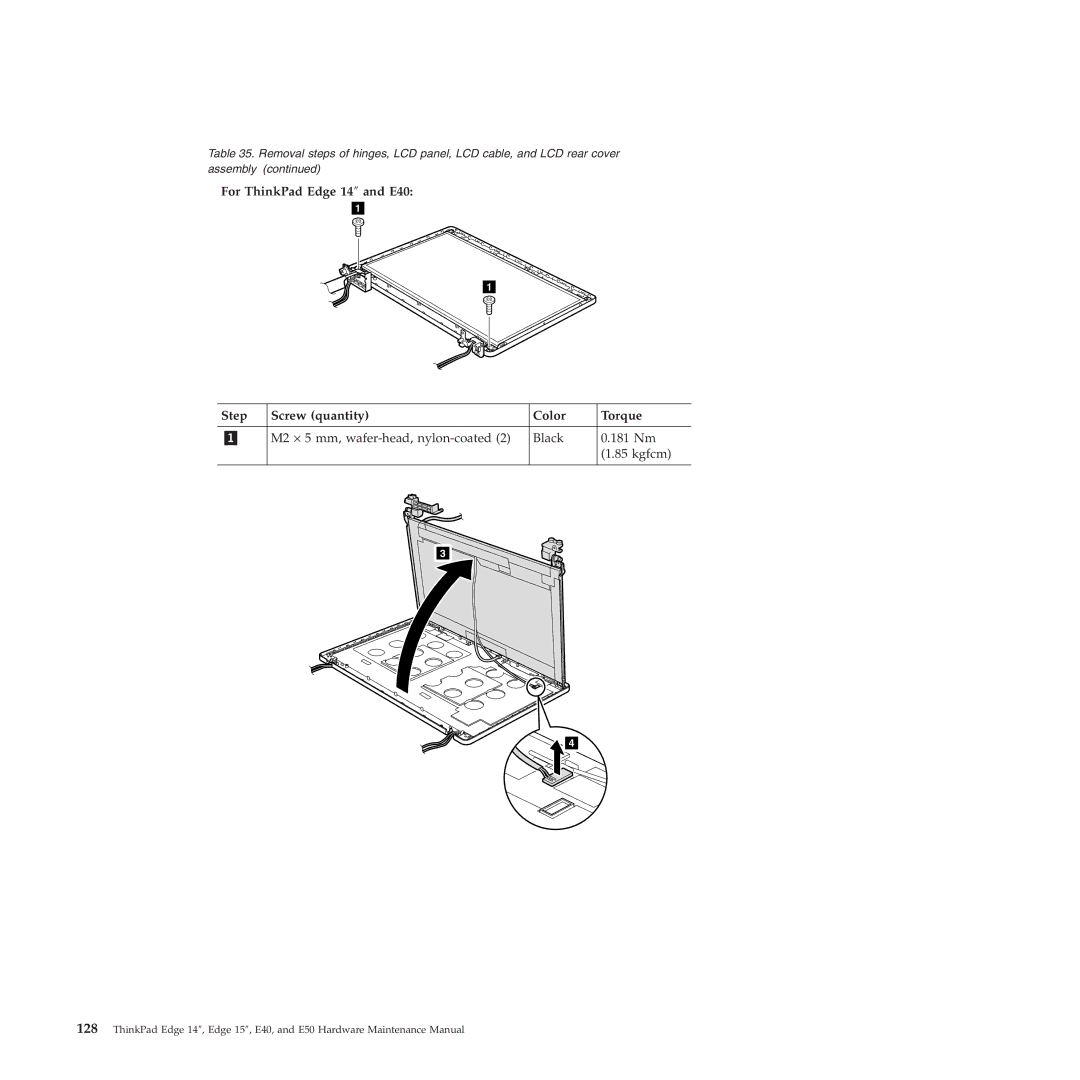 Lenovo E50, E40 manual M2 ⋅ 5 mm, wafer-head, nylon-coated Black 181 Nm Kgfcm 