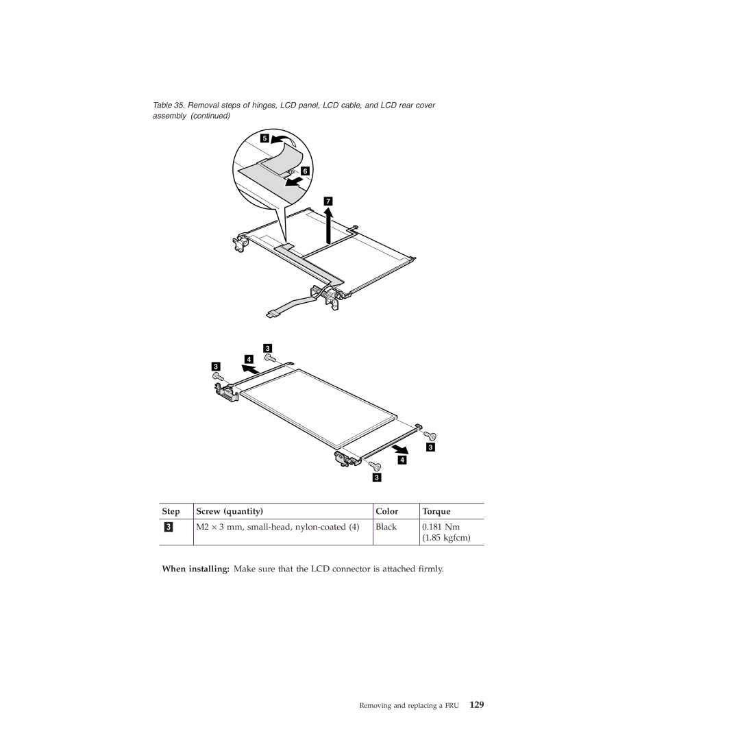 Lenovo E40, E50 manual Step Screw quantity Color Torque 