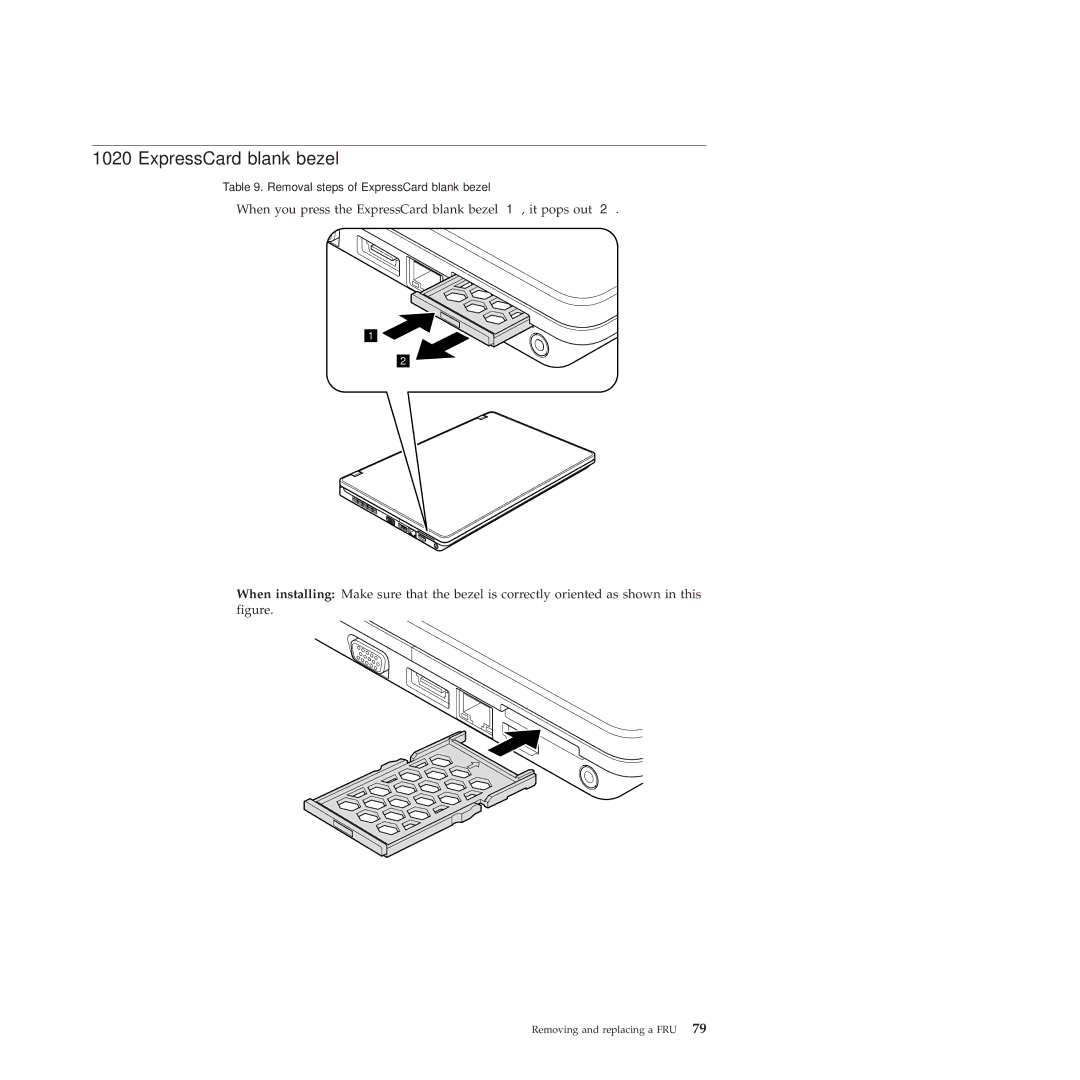 Lenovo E40, E50 manual ExpressCard blank bezel 