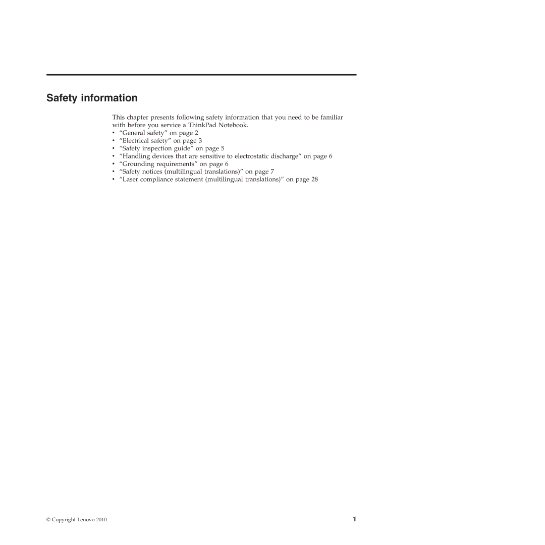 Lenovo E40, E50 manual Safety information 